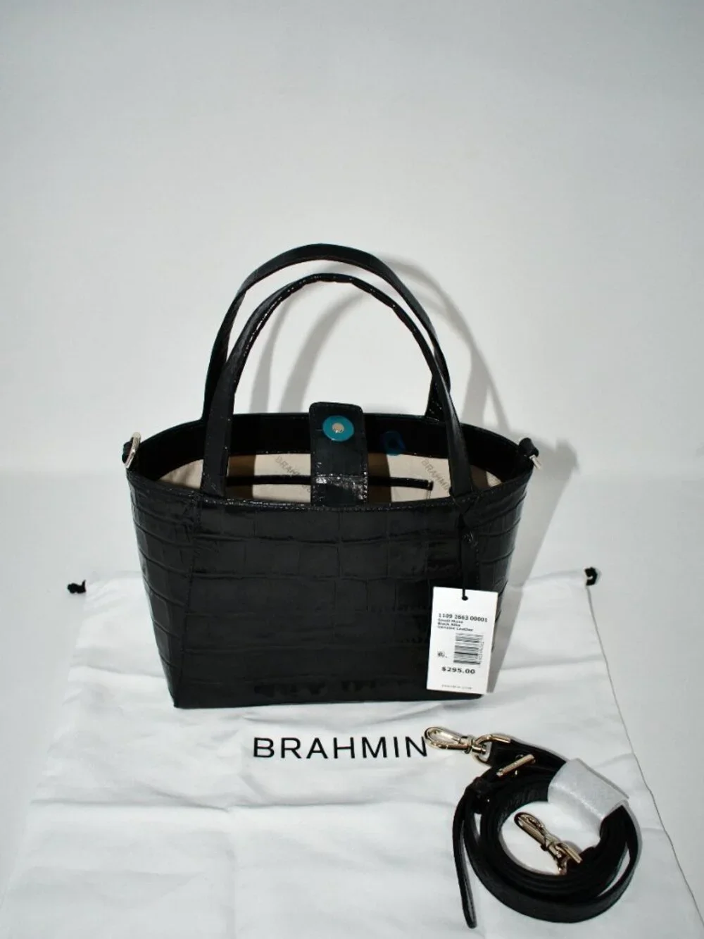 BRAHMIN Alba Collection SMALL Mona Tote Bag in Black #11092663 NWT Details: Smal
